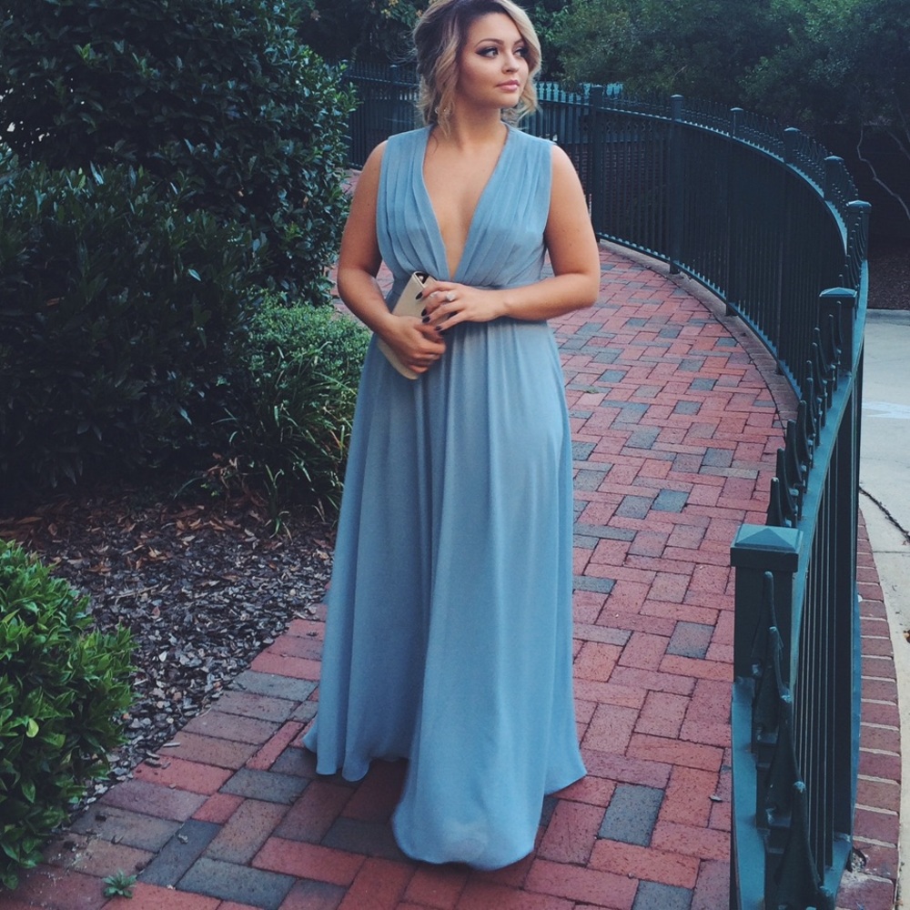 Beautiful steel blue evening dress